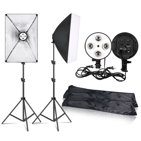 : DigiPhoto ,Photo Video Studio Lighting Kit 4-Socket Holder Softbox Light Stands