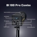 BI 100 PRO Combo 100W inbuilt 11200 mah Battery, Bi-Colour LED Continuous Light, CCT 2700K-6500K, CR>I 96, with Optical Snoot 10 Metal gobos, 12 Special fx Effects - Image 5