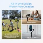 DJI Osmo Mobile 8 Gimbal Stabilizer for Phone, Native Tracking with Audio & Lighting, 360° Pan Rotation, Built-in Extension Rod & Tripod, 10h Battery, Extension Rod, Robust 3-Axis Stabilization - Image 7