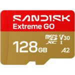 SANDISK 128GB Extreme GO microSDXC UHS-I Card, 5K & 4K UHD Video, 240MB/s Read, 120MB/s Write, A2, U3, V30, High-Speed for Android, Action Camera & Gaming