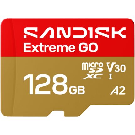 SANDISK 128GB Extreme GO microSDXC UHS-I Card, 5K & 4K UHD Video, 240MB/s Read, 120MB/s Write, A2, U3, V30, High-Speed for Android, Action Camera & Gaming
