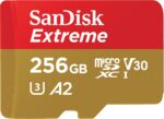 SanDisk Extreme® 256GB microSDXC UHS-I, 190MB/s Read, 130MB/s Write Memory Card for 4K Video on Smartphones, Action Cams and Drones